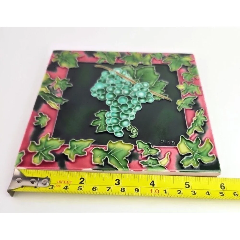 Vines Grapes set of 2 Art Tile 6x6 Decorative Wall Backsplash Free Standing